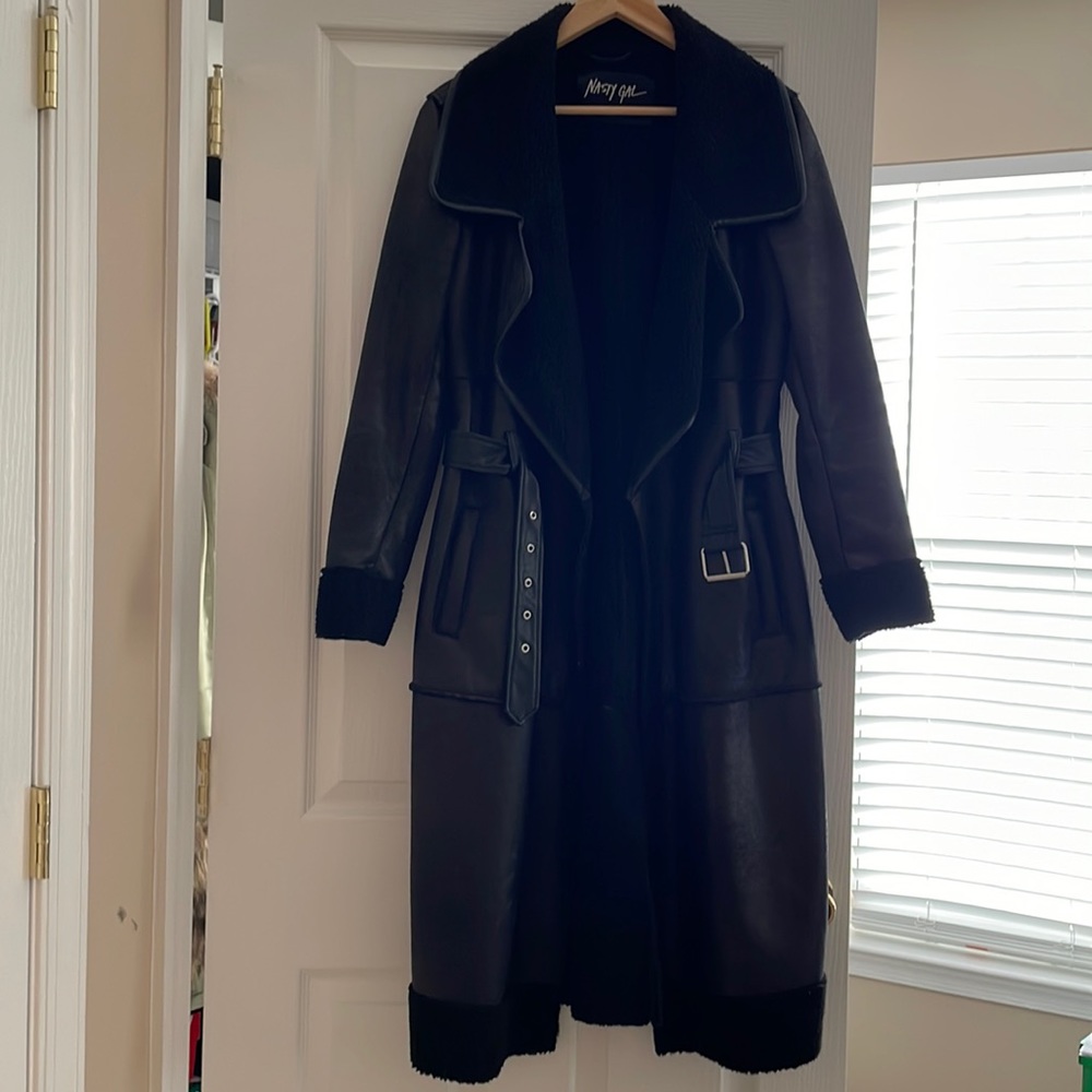 Nasty Gal Shearling Like Trench Coat